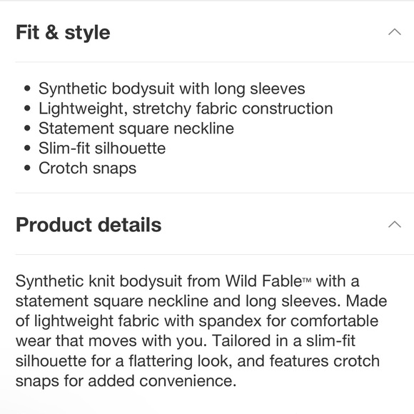 Wild Fable Square Neck Body Suit NWT - Picture 5 of 6